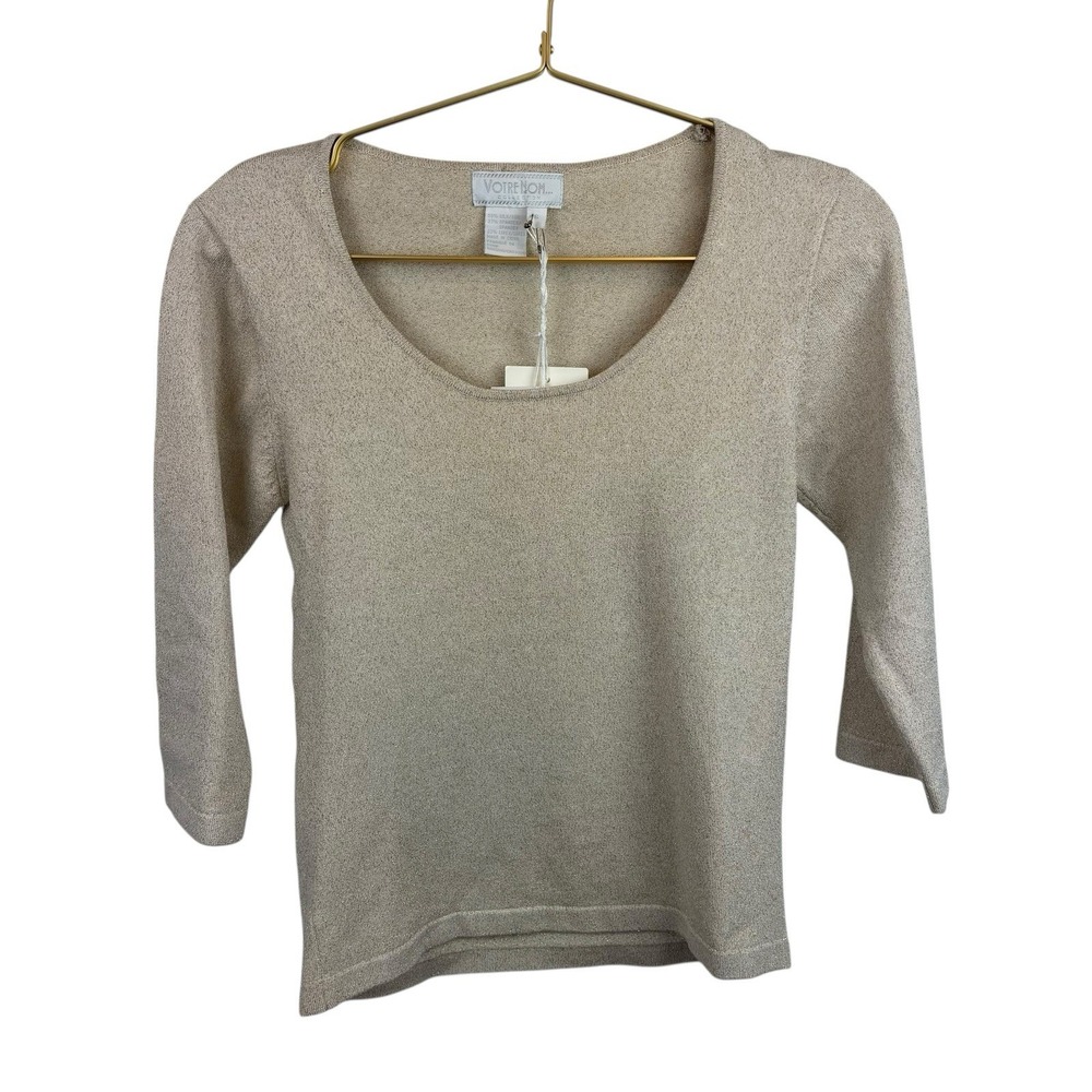 NWT Deadstock Votre Nom  90's Silk Lurex Sparkly Holiday Glam Top‎ Size Small
